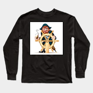 Pirat with a steering wheel Long Sleeve T-Shirt